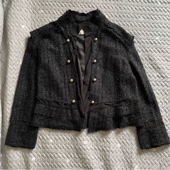 Zara Studio Limited Edition Textured Metallic Tweed Soft Cardigan Blazer Jacket - Picture 5 of 12